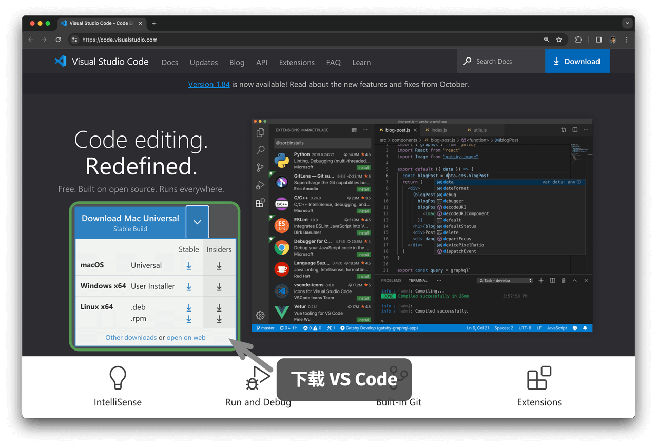 Download VS Code from the official website